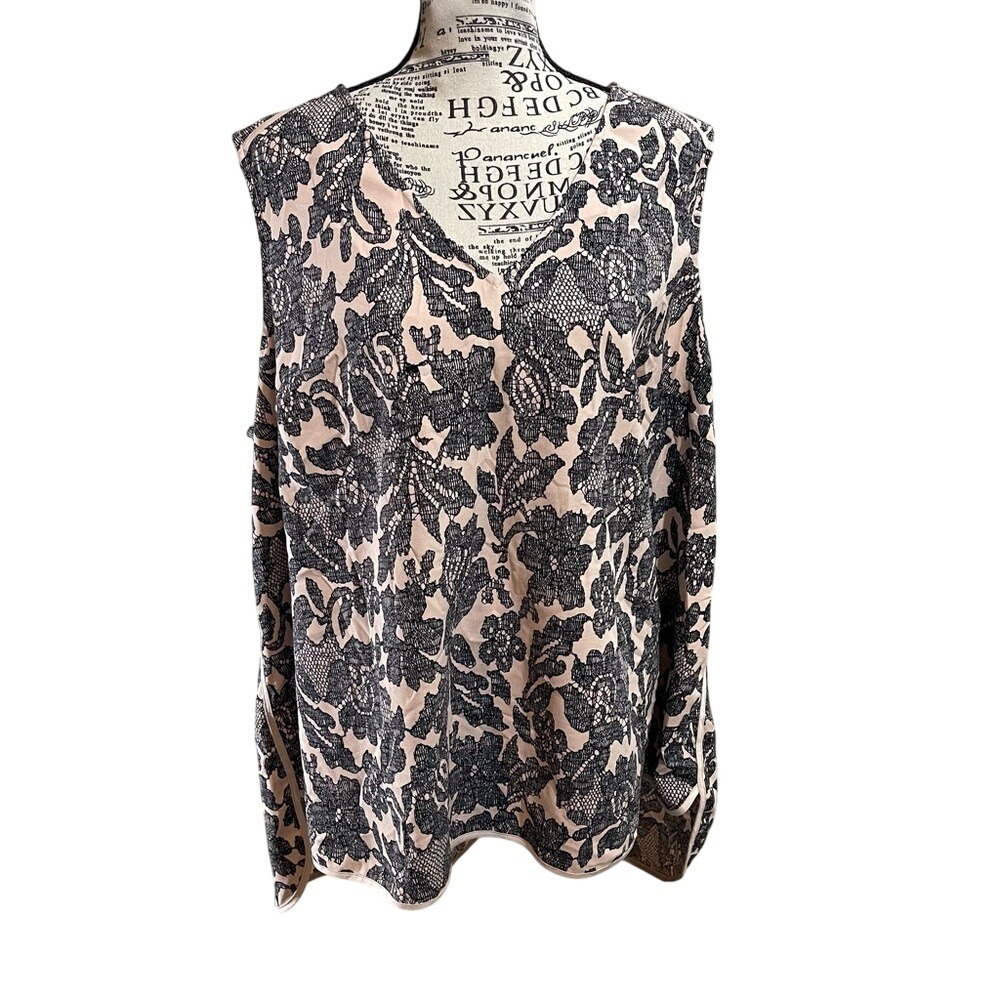 Lane Bryant Black and Cream Lace Blouse